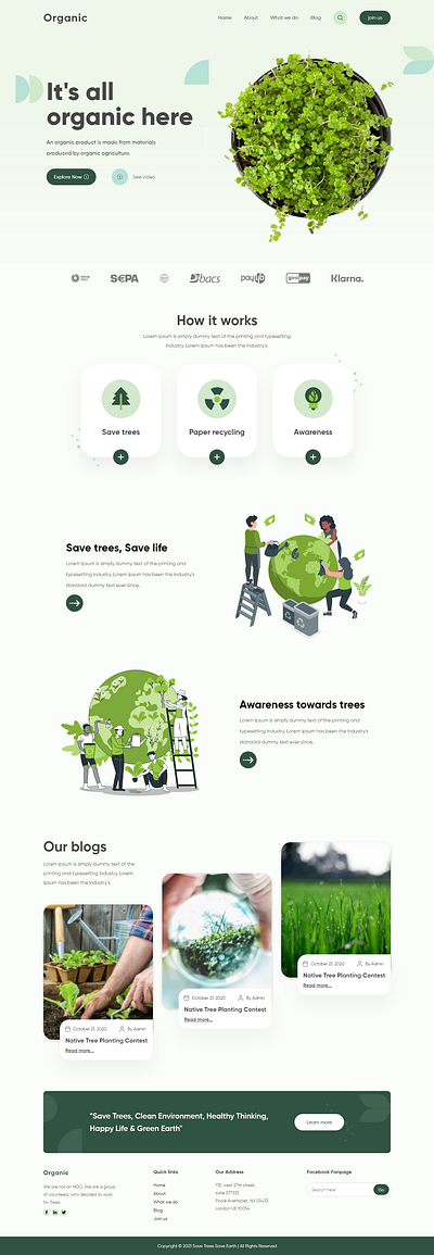 save trees landing page design icon illustration logo typography ui ux web