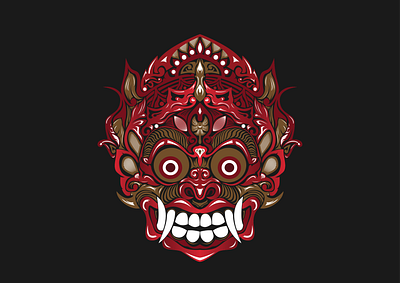 Balinese Mythology 2d art aesthetic atmospheric colorful design ethinc graphic design illustration mask mythology vector