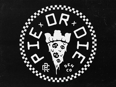 🍕 Pie Or Die™ ☠️ badge pizza pizza shop skull texture type type lockup typography