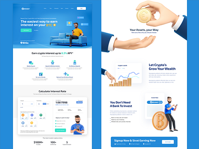 Bitcoin Landing Page 3d bitcoin crypto finch flat ui ux