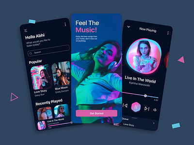 Music App Dark Mode adobe adobe xd android app app design black dailyuichallenge dark mode dark ui design interface ios mobile app music player neon song app ui ui design ux ux design