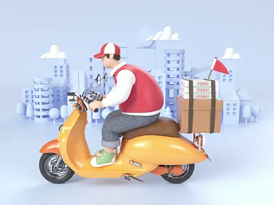 Food delivery 3d art design illustration
