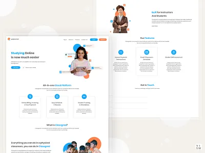 gradschool classroom education edutech landing page minimal online class web website