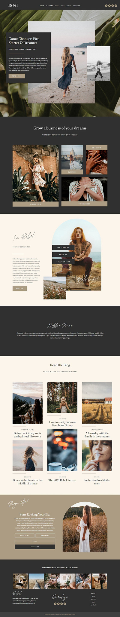 Rebel Divi Business Coaching Theme branding business template business theme graphic design wordpress blog wordpress theme