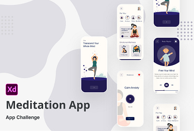 Meditation App Design design graphic design illustration logo ui ux