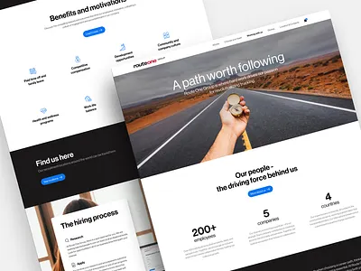 Route One Careers - Working with us benefits blue careers drivers figma find us hiring icons landing page team trucks ui ux web design