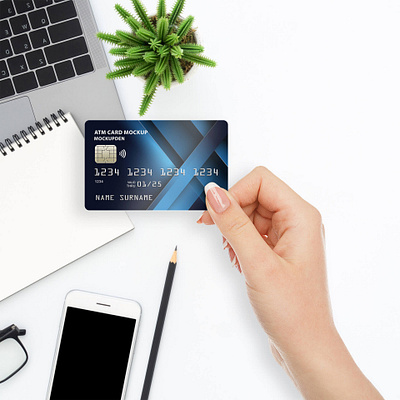 Free ATM Card Mockup PSD Template 3d branding graphic design logo