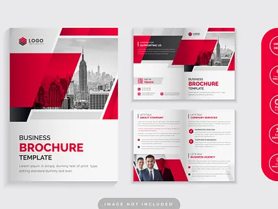 Red Color Corporate Bi Fold Business Brochure Design Template annual report elegant