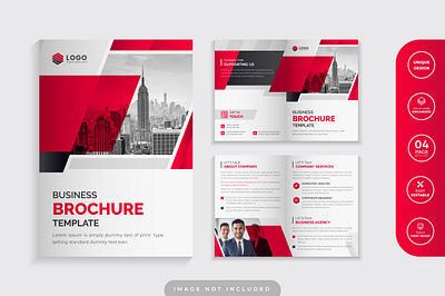 Red Color Corporate Bi Fold Business Brochure Design Template annual report elegant