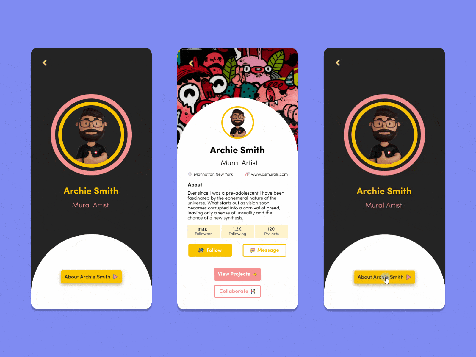 User Profile concept design daily ui dailyui dailyuichallenge figma figma design mobile app ui ui design user interface user interface design user profile