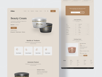 Beauty Product E-Commerce Landing Page 2021 trend beauty product dribbble best shot ecommerce ecommerce design ecommerce website ecommerce website design landing page landing page design landingpage popular shot redesign trends ui design ui ux ux design web design webdesign website concept website design