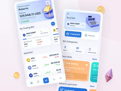 Crypto Trading Bot App Exploration bitcoin crypto cryptocurency doge ethereum exchange exploration mobile app trading