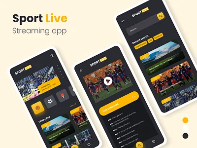 Sport Live Streaming Interface app design live mobile app mobile design sport streaming ui uiux ux