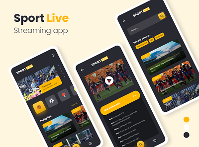 Sport Live Streaming Interface app design live mobile app mobile design sport streaming ui uiux ux