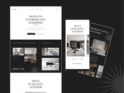 Interior Design Studio black branding contact form design landing logo main page minimalism prototype responsive space typography ui web web design white