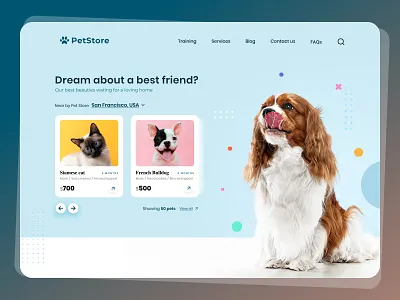 Pet Store Hero birds cat dog hero hero page landing page minimal minimal landing page pet pet shop pet store petting ui design web design web ui