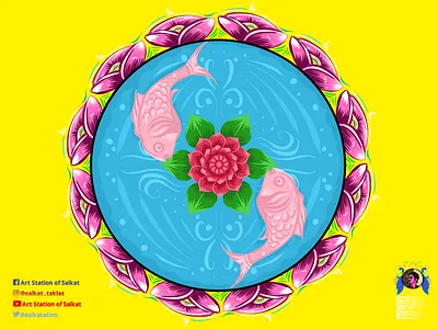 RICKSHAW PAINTING MANDALA bangladeshi bangladeshi artist bangladeshi folk art bangladeshi rickshaw painting design digital illustration digitalart illustration rickshaw art