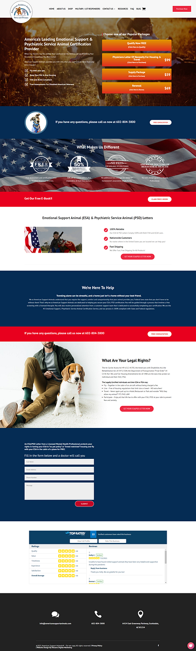 American Support Animal eCommerce Website design devsmoni devsmonibd divi divi expert divi theme dividesign diviexpert elementor pro psdtowordpress skmoni