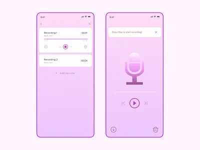 05 Daily UI. Recording App 2021 app branding button design illustration inspiration logo minimalism neumorphic new trend ui ux webdesign