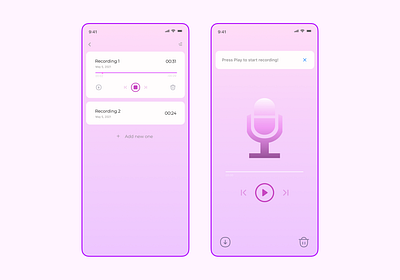 05 Daily UI. Recording App 2021 app branding button design illustration inspiration logo minimalism neumorphic new trend ui ux webdesign