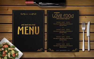 Premium Gold Effect Menu Template branding business choco choco menu designing effect effect psd gold graphic design menu menu template premium psd template templates web