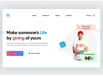 Fundraiser Landing Page branding design funds header illustration landingpage typography ui uidesign uiux uiuxdesign uiuxdesigner