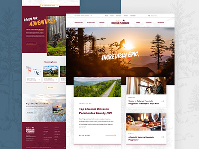 Pocahontas County CVB adventure homepage illustration mountain biking outdoors photography tourism travel ui ux web design website west virginia woods wv