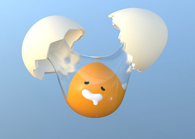 Crack an Egg character cute design illustration isometric lowpoly