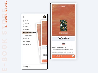 E-Book Store Mobile App app art branding design flat graphic design ui ux