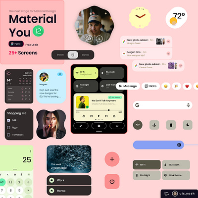 Material You: UI Kit android calculator clock figma flat material material design material you ui design ui inspiration uikit uiux video calling widget