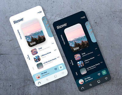 Light and Dark Mode Music App with Pastel Colors design figma mobile music music app pastel ui ux