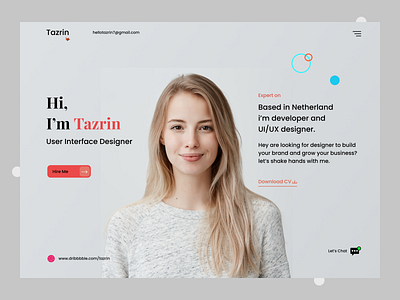 Personal Portfolio Web UI cool design design landing page minimal design personal portfolio personal portfolio website popular shot portfolio design tazrin trendy ui uiux ux website