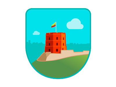 A Vilnius landmark badge 2d art badge colorful landmarks lithuania minimalistic illustration travel vector illustration vilnius