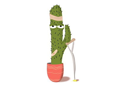 Injured Cactus band aid bandaid cactus illustration nature plant pot