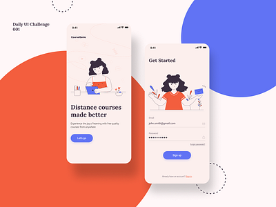 Daily UI 001 001 app dailyui design illustration login mobile mobiledesign signin signup signupscreen vector