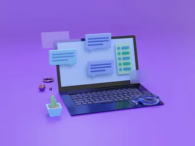 3D UI illustration for messaging site 3d 3d illustration 3d ui design illustration messaging app ui