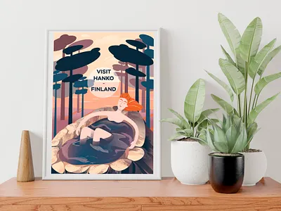 Come to Finland. Hanko. hanko nature illustration poster