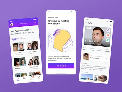 Threesome Dating App app ui app uiux design digital product design illustration interaction design logo ui ui design ux design