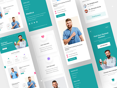 Medical Mobile Responsive app app design design doctor health hospitality landing page minimal mobile ui ui design website website design