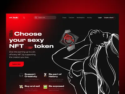 NFT Sexy Marketplace adult art bitcoin crypto cryptocurrency dark dex digital art digital nft girl market marketplace nft red sexy shop nft ui ux