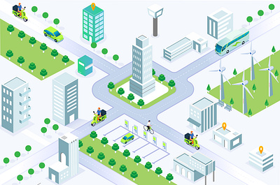 Green Smart city 3d illustration adobe illustrator isometric city isometric illustration isometric infographic