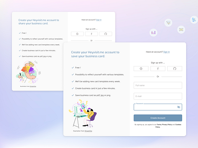 Heyvisit.me Sign Up Form design register register form registration sign up ui