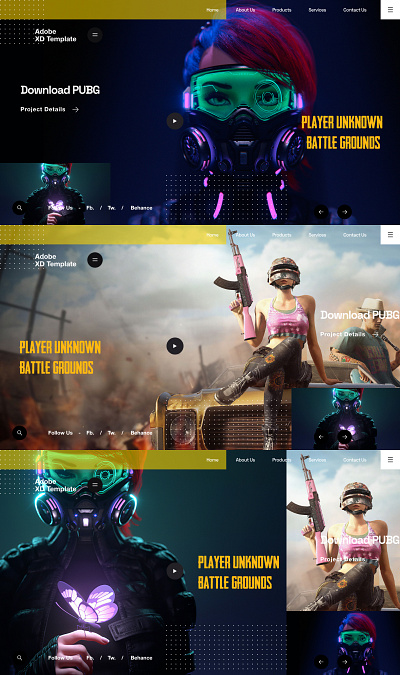 Download PUBG Animated Adobe xd Template adobe adobe xd branding creative design gaming graphicdesigns illustration logo minimal ui vector