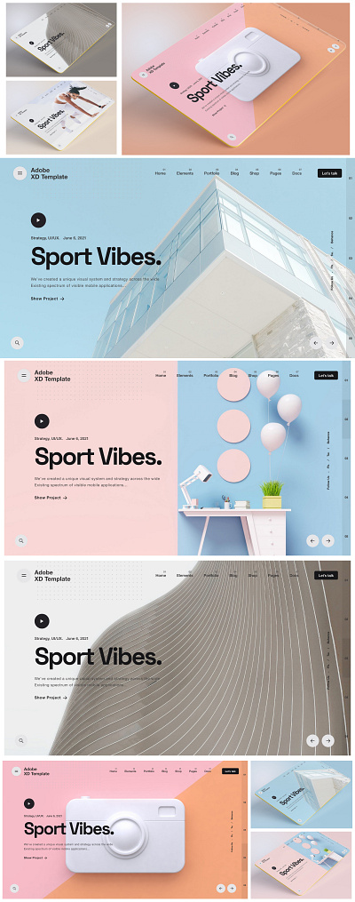 Download Sport Adobe XD Template adobe adobe xd branding creative design graphicdesigns illustration logo minimal template ui webdesign