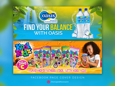 Facebook Cover Page Design- Oasis and Koolkidz advertisement banner ad banner design design facebook banner facebook cover fb ad fb cover flyer flyer design google ad banner illustration insta ad print design social media banner social media design