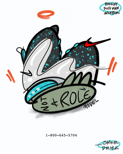 Barkley Posite Max 'Splatter' x _SNKRDRMZ design illustration