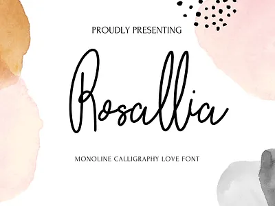 Rosallia apparel brochure design calligraphy digital product font freebie mockup mugs summer wedding