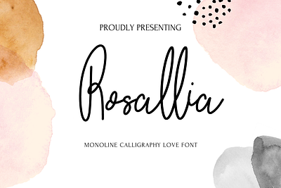 Rosallia apparel brochure design calligraphy digital product font freebie mockup mugs summer wedding