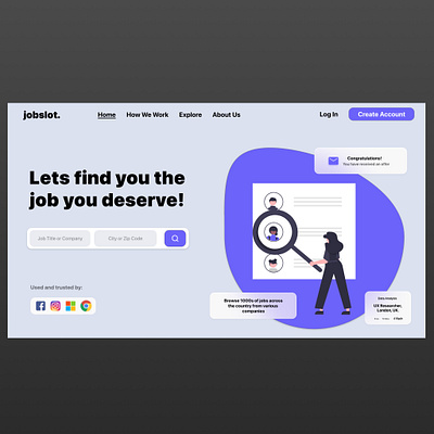 Job Search Website Concept Design adobexd concept design home page illustration job jobsearch uidesign uiux ux uxui web webdesign website