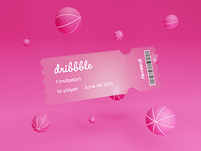 Dribbble invite 3d 3dillustration design dribbble dribbbleinvite hellodribbble invitation player ticket